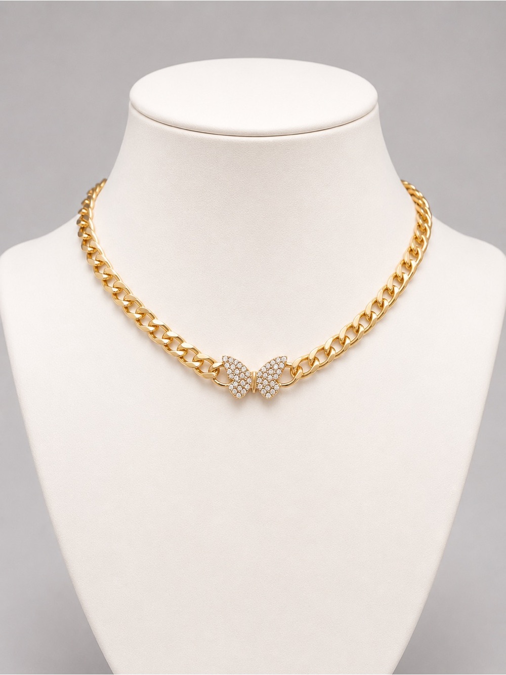 JTV Off Park Collection Crystal Gold Tone Butterfly Choker Necklace